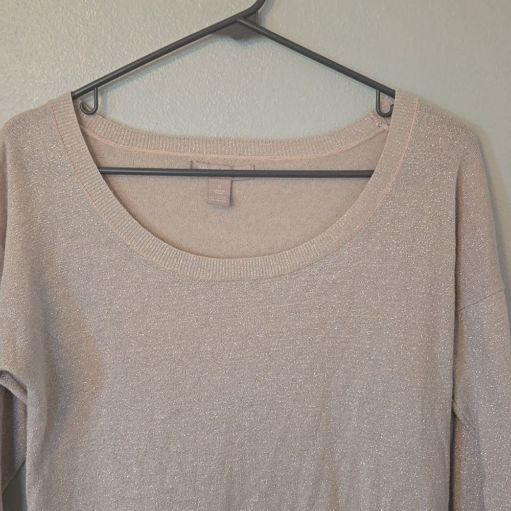 Banana Republic | Champagne Glitter 3/4 Sleeve Sweater Size Small